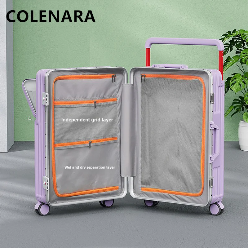 COLENARA USB Charging Luggage Front Opening Boarding Case USB Charging Trolley Case Multifunctional 20
