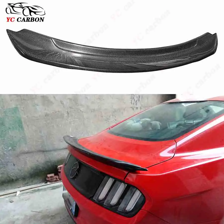 For Ford Mustang GT 2015-2021 TRD Style Carbon Fiber Spoiler Rear Wing  Auto Racing Car Styling Tail Wing Car Trunk Diverter