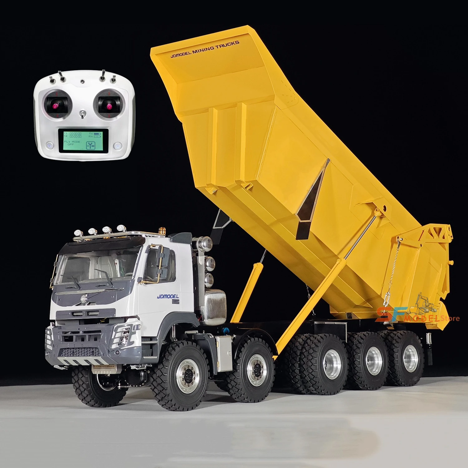 

10x10 RC Truck JDM 219 1/14 Hydraulic RC Dump Truck Metal Model with 3-Speed ​​Transmission Lights and Sound System RC Car Toy