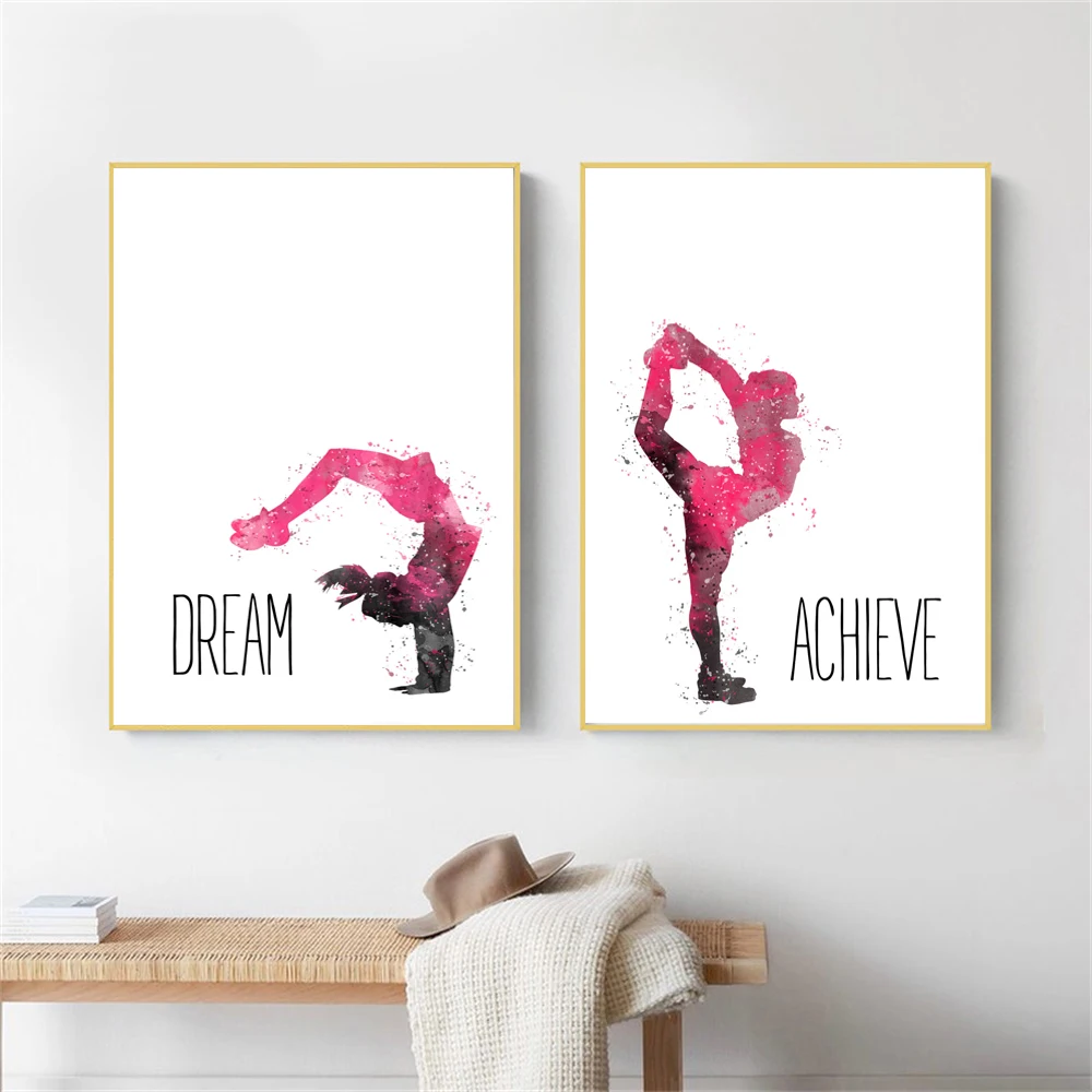 Motivational Canvas Poster Dream Believe Achieve Watercolour Inspirational Art Painting Minimalist Wall Art For Gym School Decor