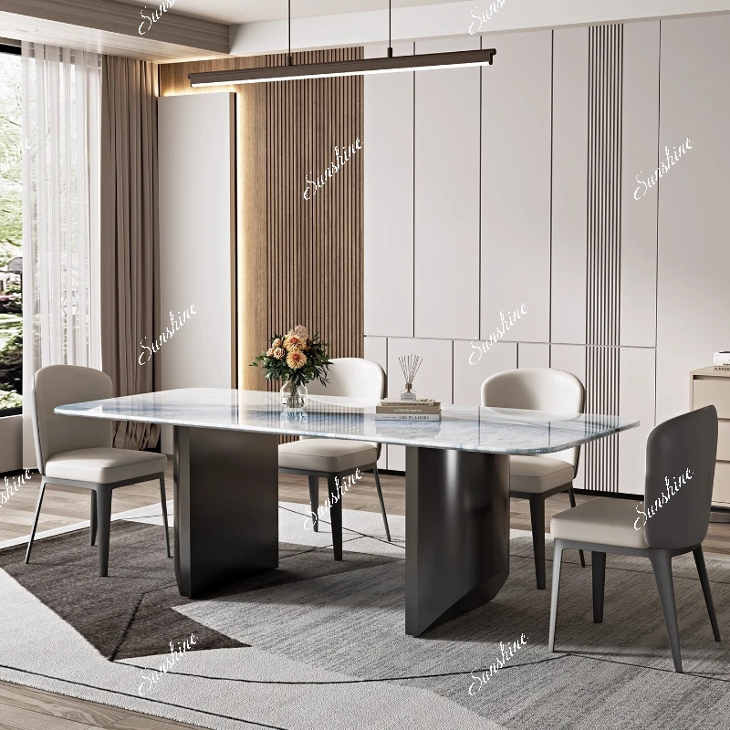 Natural microcrystalline stone dining table household light luxury modern simplicity, Italian dining table