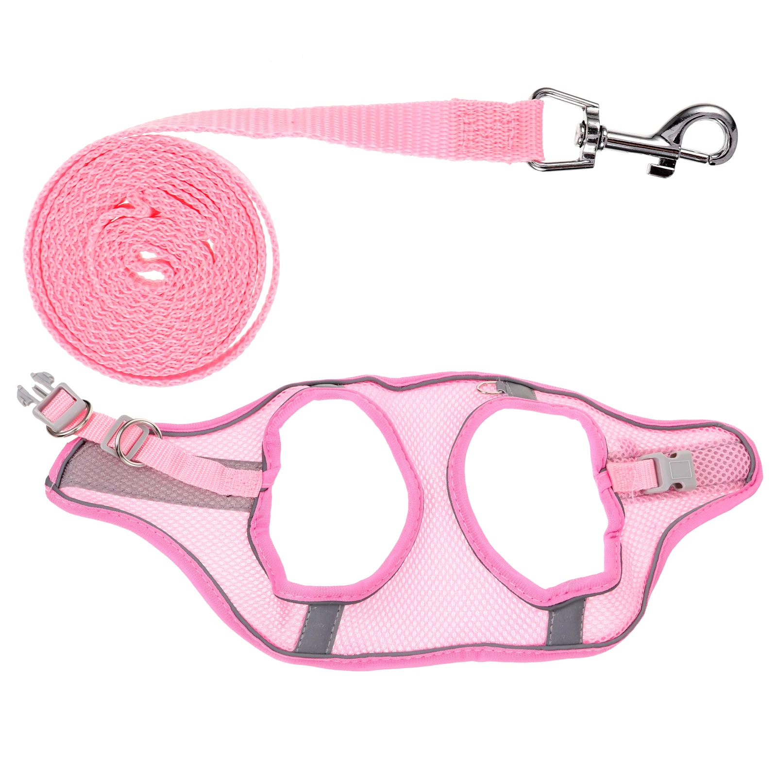 

Adorable Eye Catching Reflective Dog Harness With Leash Blue Gray Breathable Pet Collar And Lead