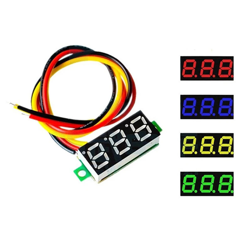 1Pc 0.28 Inch DC LED Digital Voltmeter Digital Display Adjustable Three-Wire DC 0-100V Voltage Meter Car Mobile Voltage Tester