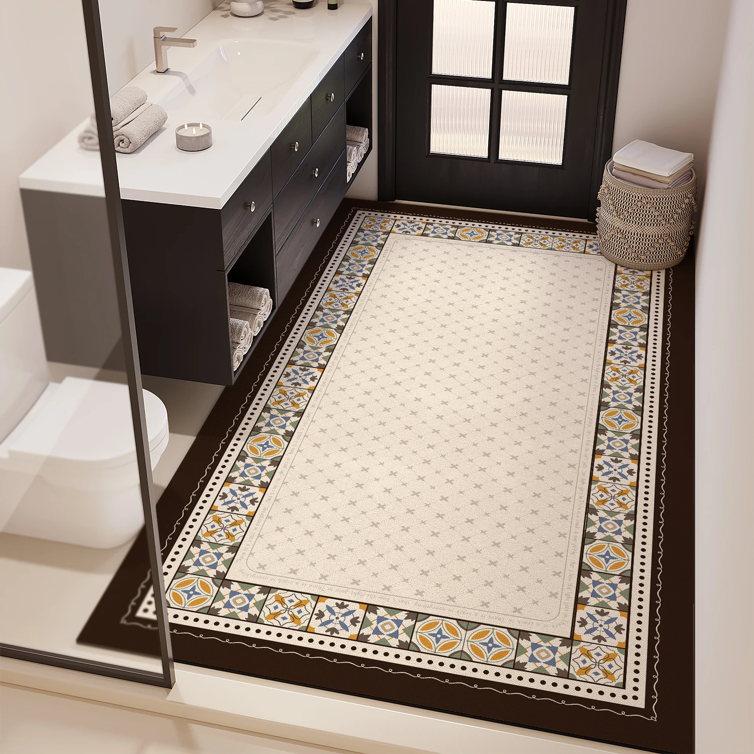 

Большой влаговпитывающий коврик для ванной комнаты, быстросохнущий, с полным покрытием, противоскользящий, для прихожей, декоративный коврик для дома