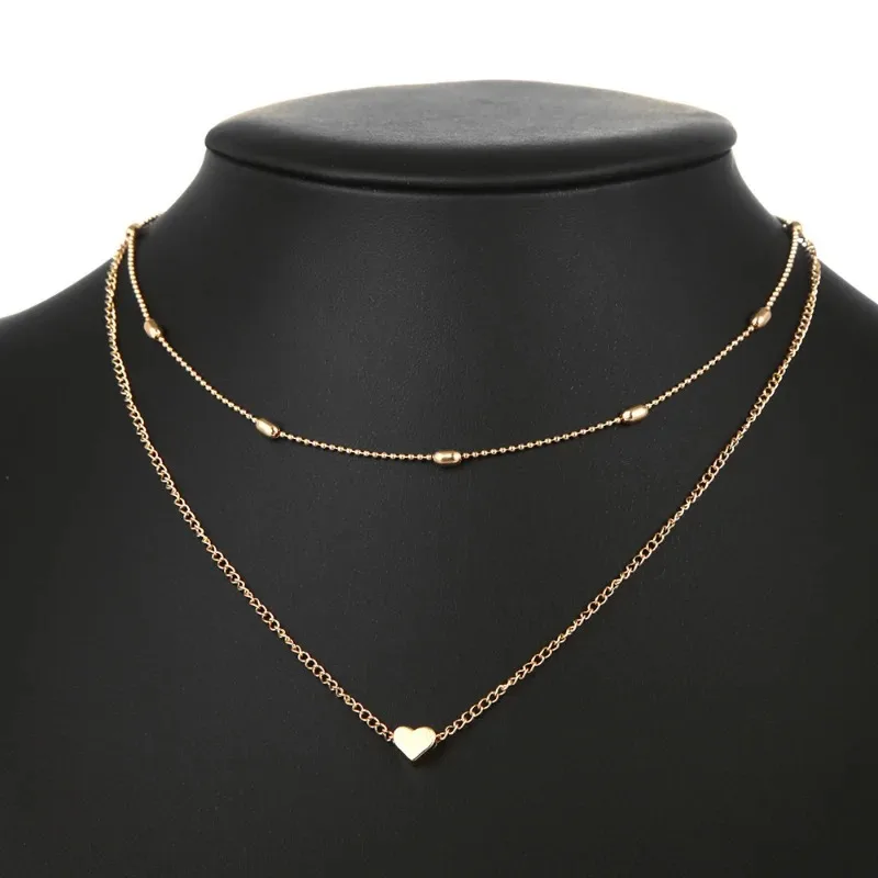 New Minimalist Clavicle Necklaces for Women Tiny Heart Love pendants Neck Chain Fashion Jewelry Beach Summer Collares Necklace