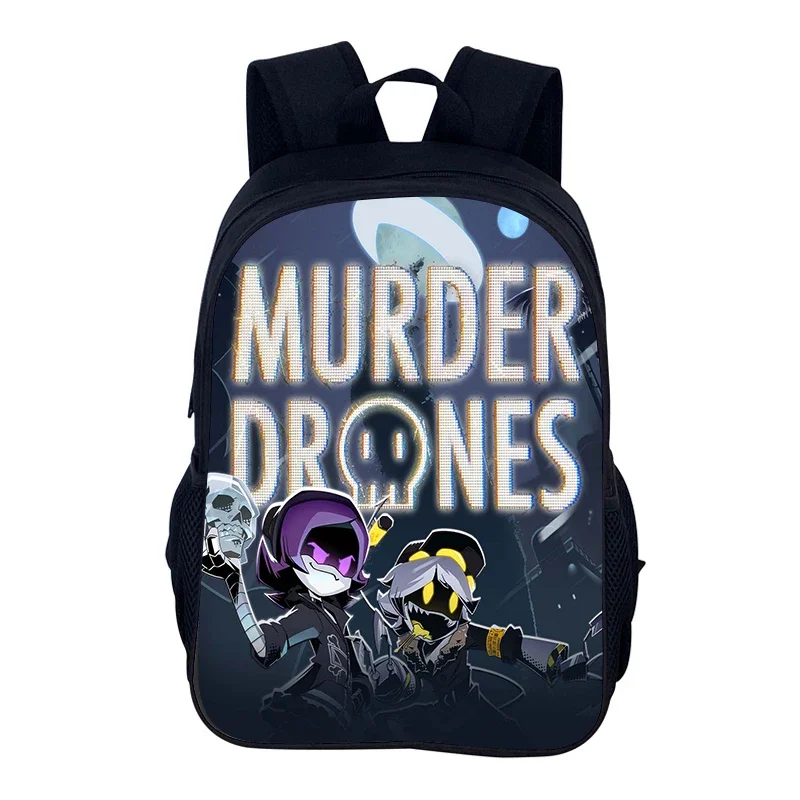 Murder Drones Classical Backpack Outdoor Student Work Black Comedy Science Fiction Daypack for Men Women College Shoulder Bag