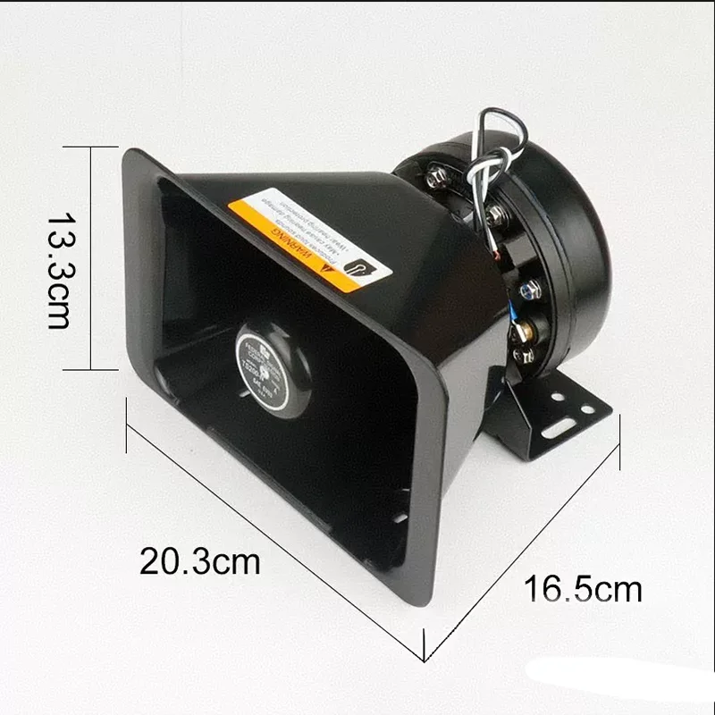 Car alarm, black horn, square mouth horn, siren, 200W300W400W watt car speaker, 12V24V universal