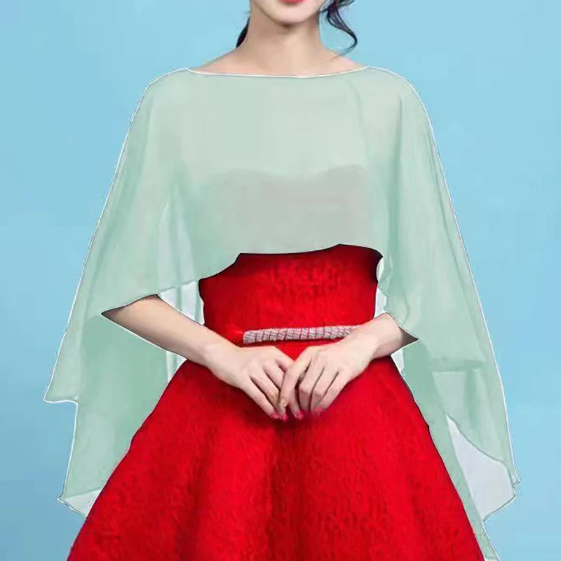 Frauen Chiffon Cape Bolero Femme Mariage Chalas Mujer Abend Hochzeit Braut Jacke Wraps Zubehör Peleryna Mantel Boda Schal – Detail 4