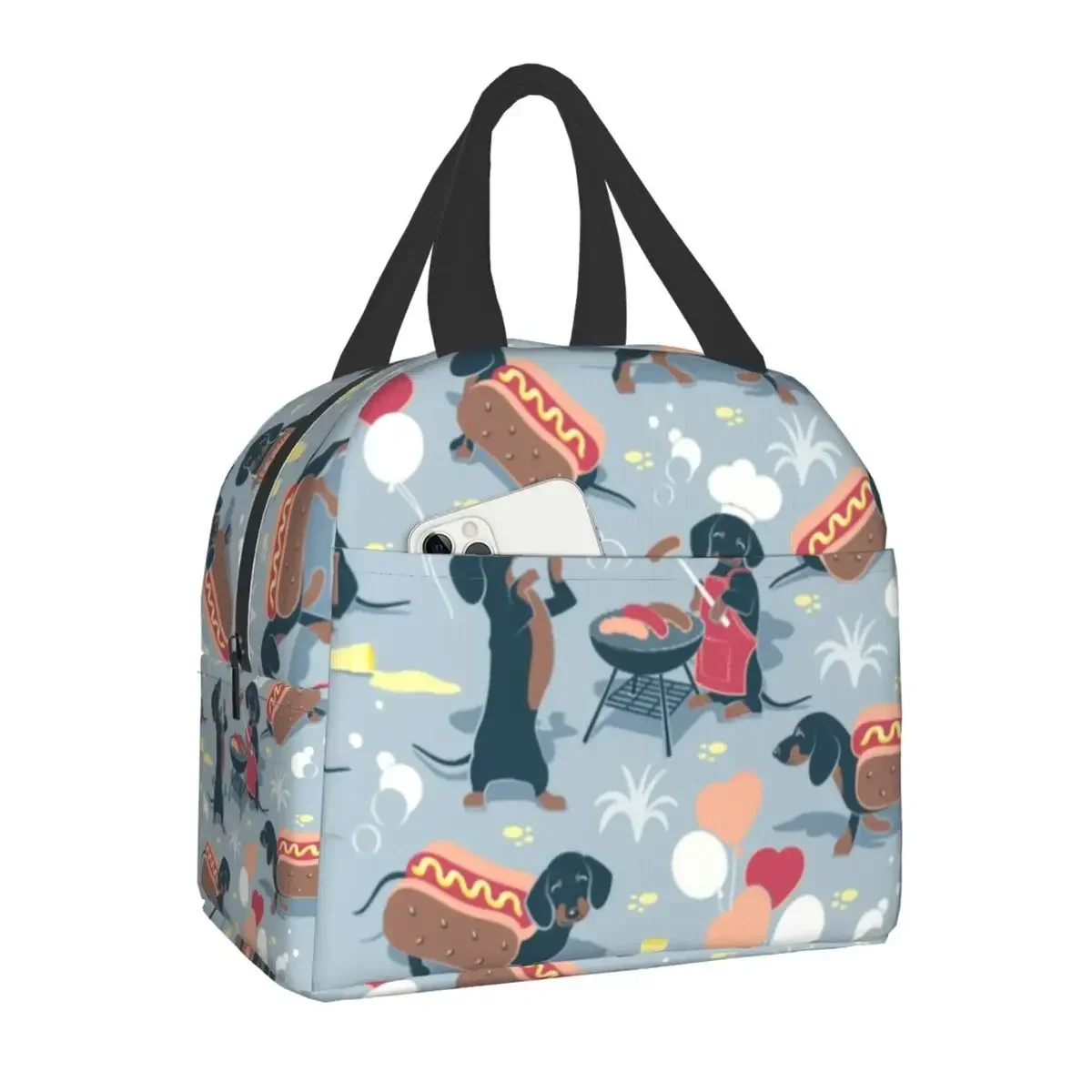 Dachshund Dogs Insulated Lunch Bag for Women Resuable Badger Sausage Wiener Thermal Cooler Bento Box Office Work School