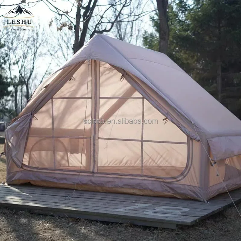 Factory price 3-5 people 300D Oxford cloth  6.3 square meters inflatable camping house tent