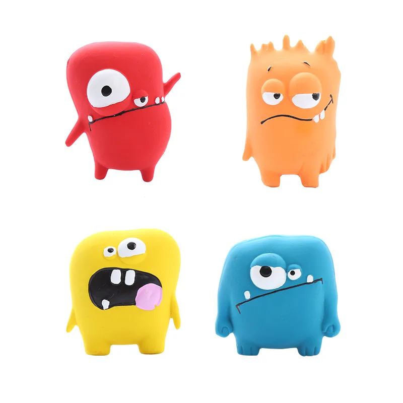 Cute Shape Latex Soundmaking Dog Toy Teeth Care Cartoon Big Eye Monster Rubber Latex Interactive Trainning Puppy Pet Supplies