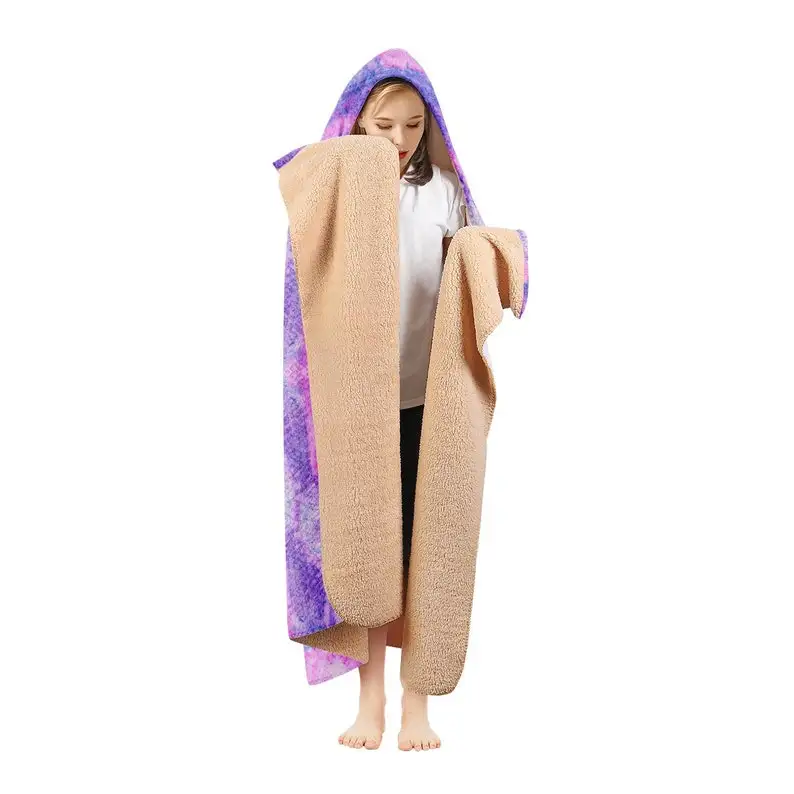 Magical Aura Hooded Blanket - Girly Sherpa Blanket, Aurora EDC Rave Throw Blanket, Cute Hoodie Blanket, Trippy Amethyst Dreamy