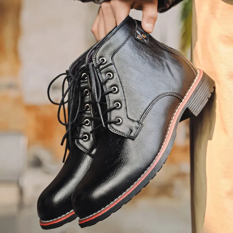 

Luxury Men's Boots Fashion Handmade Leather Boots Punk Street Style Motorcycle Boot Retro Cowboy Boots for Men Casual Ankle Boot