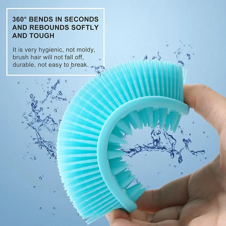 Brosse à shampoing portable en silicone, brosse de massage du cuir chevelu doux, bain, douche à cheveux, peigne, soins de santé