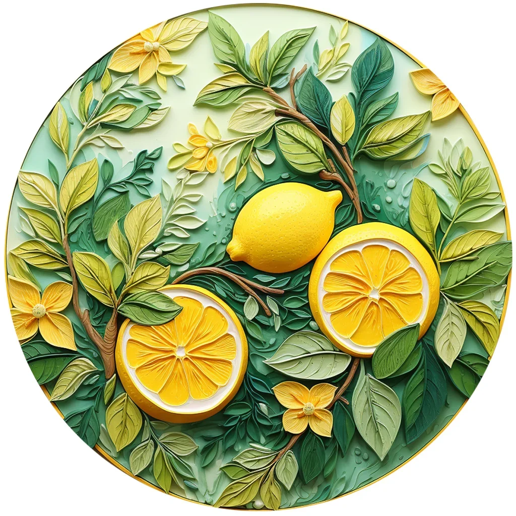 Aluminum Sign Lemon Theme Embossed Painted Dormitory Home Hallway Wall Art Mural