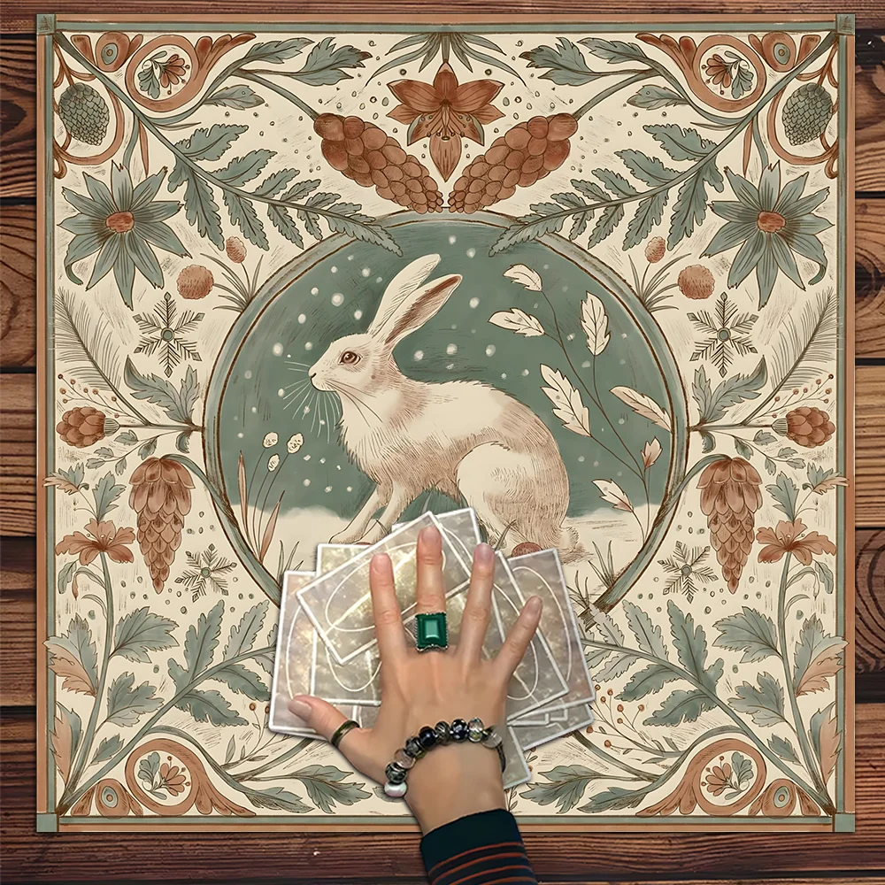 

Винтажная ткань Таро с кроликом, художественный дизайн, скатерть Таро, ткань для алтаря Таро, ткань Таро для чтения, гадания, ведьминского дома