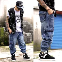 New Fashion Cargo Jeans Men Casual Denim Pants Loose Baggy Straight Trousers Streetwear Hiphop Harem Jeans Plus Size Clothing