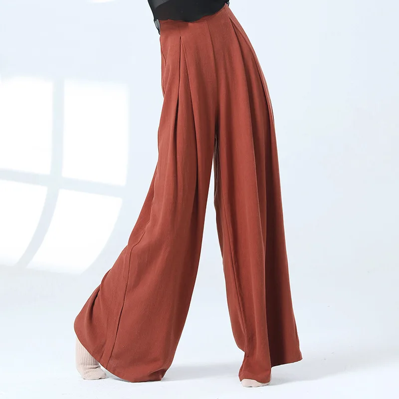 سروال تدريب على نسيج الرقص الحديث للنساء، سروال رقص فضفاض بتصميم جديد، مناسب للرقص الكلاسيكي اليومي، للبالغين.