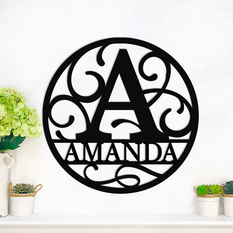

Personalized Acrylic Name Sign Custom Name Sign with Family Acrylic Wall Decoration Front Door Hanger Round Acrylic Sign