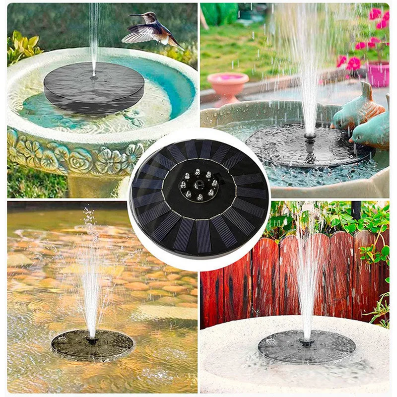 Solar Fountain Outdoor Pool Floating Seven Colorful Lights Garden Bird Bath Decorative Pump Garden Water Spray Garden