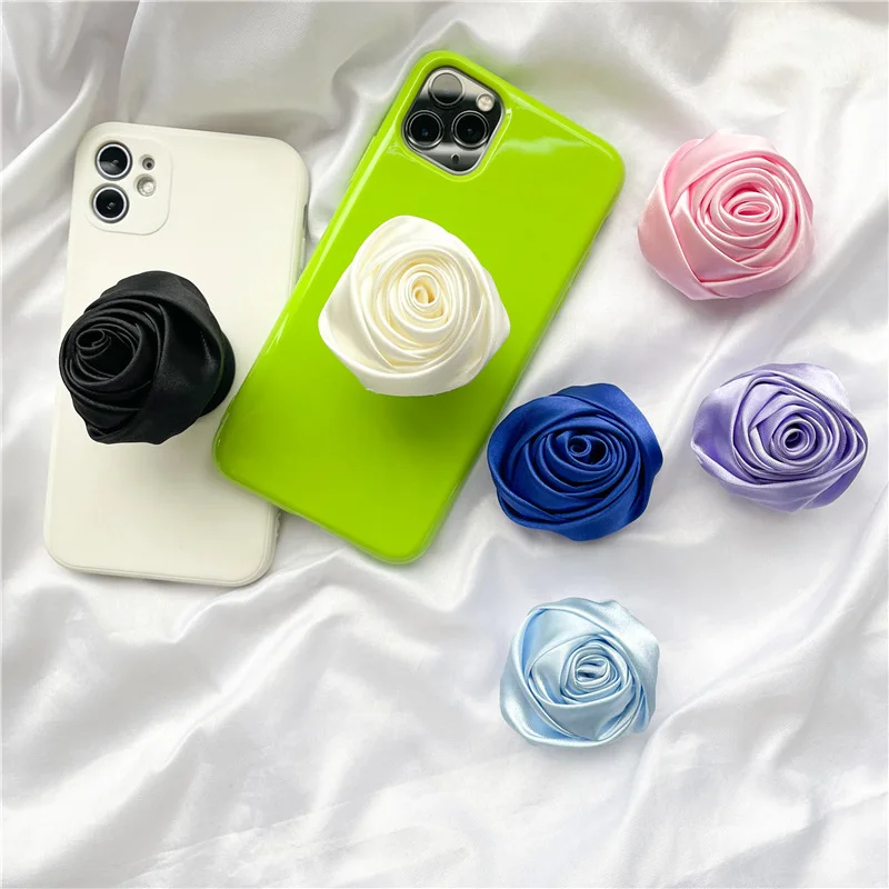 New 1PC Popular Colorful Romantic Rose flower Finger Grip ABS Ring Stand Folding Holder Phone Bracket Mount for iPhone Android