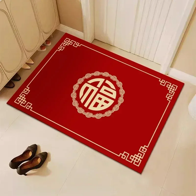 2024 Chinese New Year Floor Mat DecorationHome Decor Crystal Velvet Footpad Dragon Lunar Year Spring Festival Housewarming