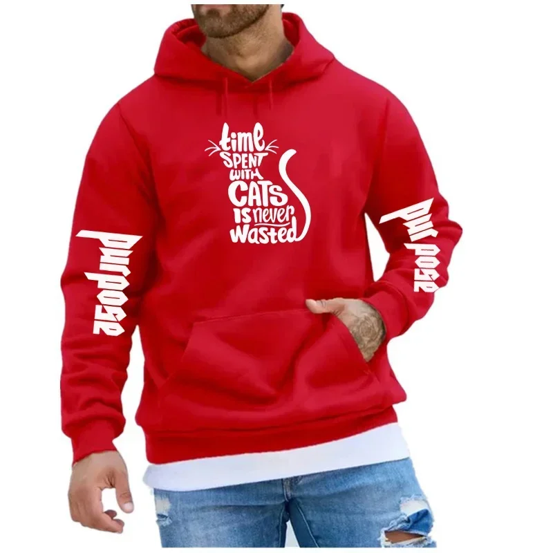 Fashion Popular Letter Cat Printed Rapper Hoodie For Men Women Street Hip Hop Sweatshirt Autumn Oversized Long Sleeve Streetwear