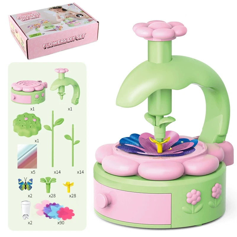 ชุดงานฝีมือดอกไม้ DIY พร้อมเครื่องปั๊มนูนลาย ของขวัญวันเกิดที่สมบูรณ์แบบสำหรับเด็กผู้หญิง ของเล่นดอกไม้ผ้าเสมือนจริง สร้างสรรค์และสนุกสนาน
