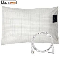 Grounding Pillowcase Queen Silver Conductive Soft Organic Grounding Pillowcase with 15ft Grounding Cord for Better Sleep