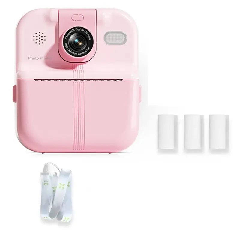 

~【On Sale】Kids Camera Instant Print 1080P HD Children Digital Camera For Boy Girl Thermal Print Small Camcorder 64G