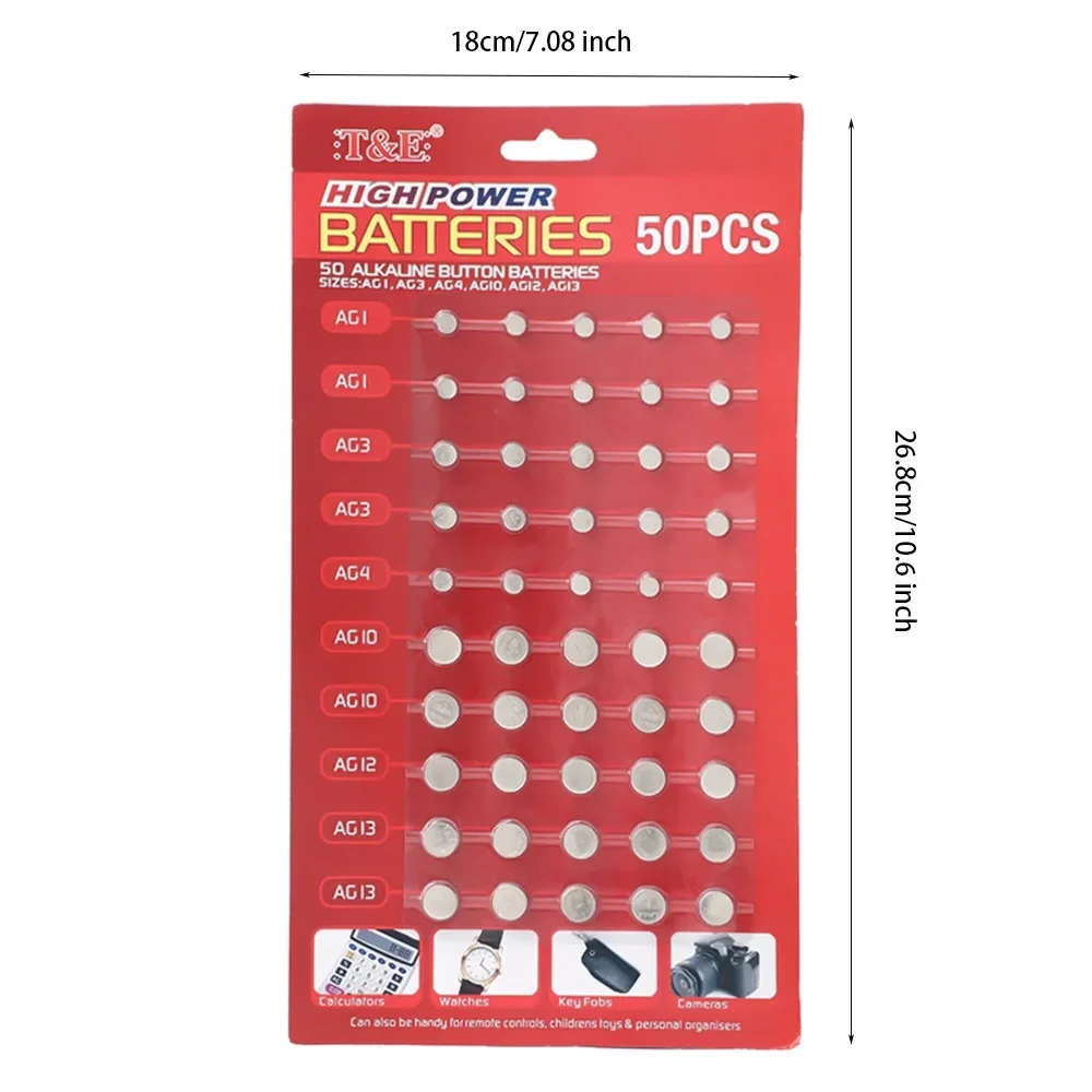 50 szt. Baterii guzikowych 1.5V AG13 LR44 L AG1 AG3 AG4 AG10 AG12 SR44 A76 LR1154 GP7 do zegarków, zabawek, pilotów — zdjęcie produktu 3