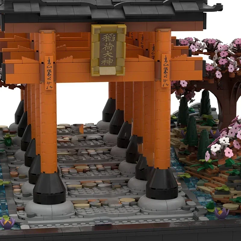 Street view Model Moc Bouwstenen Fushimi Lnari Gate Walkway Technologie Modulaire Blokken Cadeau Kerst Speelgoed DIY Sets Montage