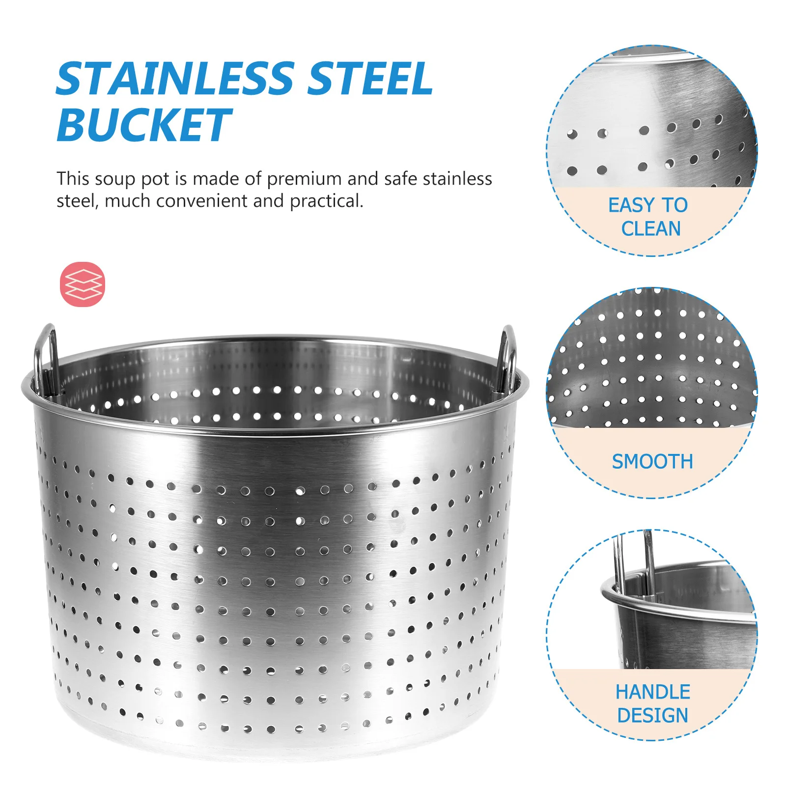 

Seafood Boil Basket Stainless Steel Filter Bucket Metal Crawfish Pot Stock Pot Strainer Large Multiuse Seafood Stew Cooking Tool