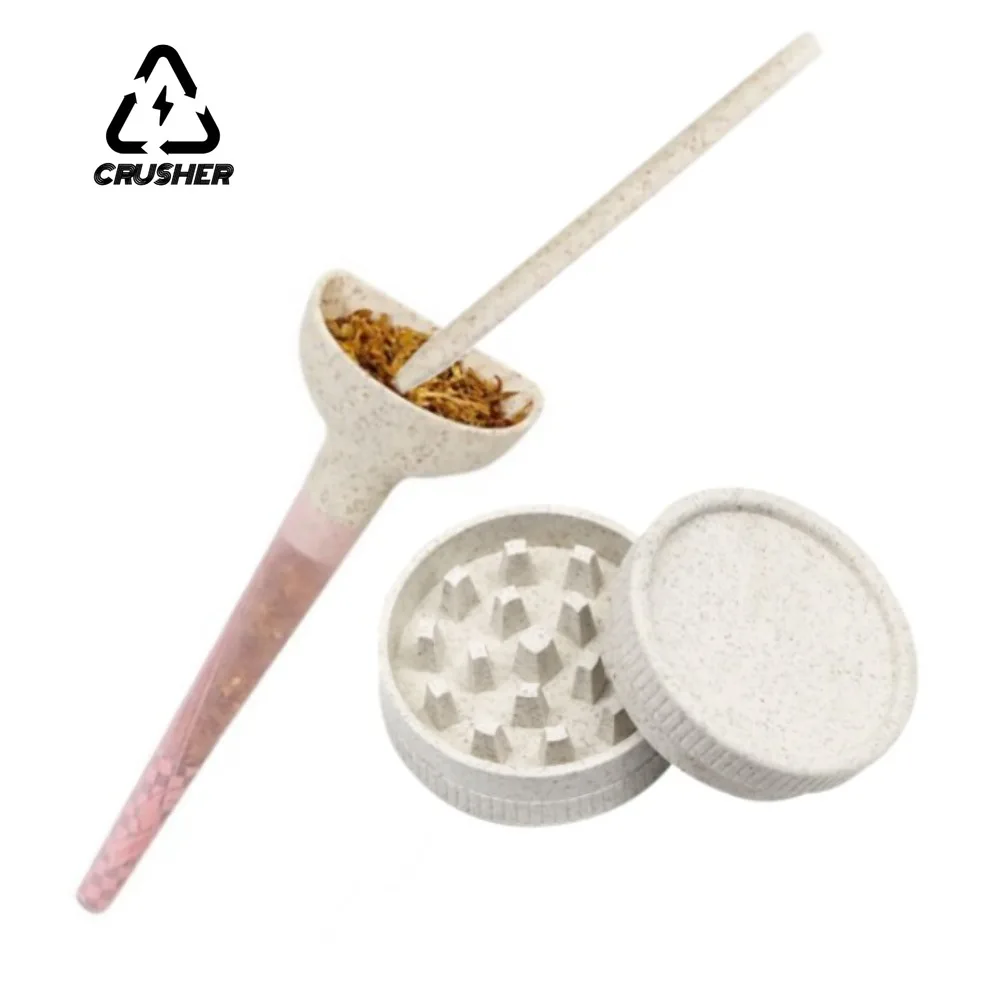 CRUSHER Dry Herb Grinder with Cone Rolling Paper Filling Funnel Degradable Material Herbal Crusher DIY Pipe Smoking Accessories