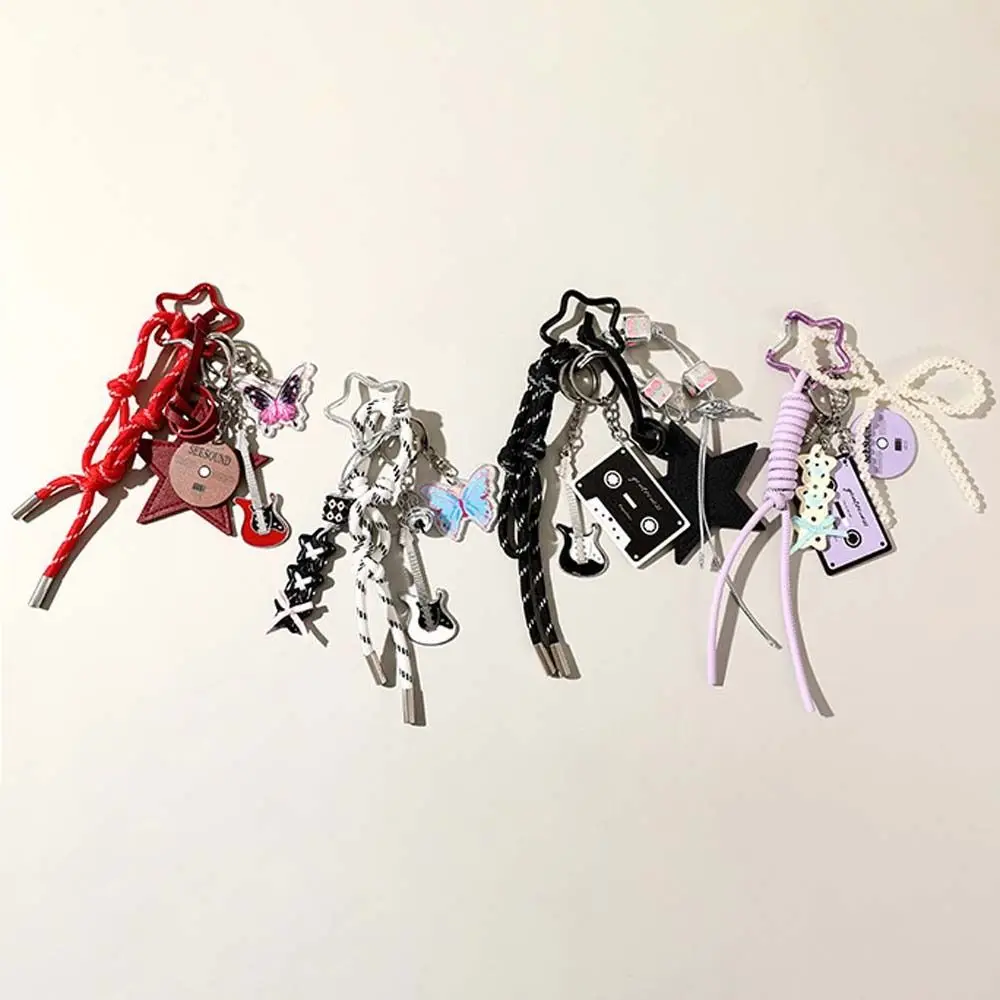 

Music Guitar Shape Y2K Guitar Butterfly Pendant Bag Hanging Decorative Accessories Korean Ins Keychain Y2K Korean Style