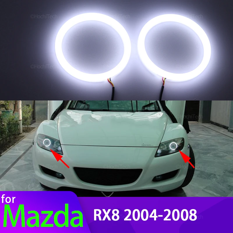 For Mazda RX8 Rx-8 2004-2008 Car Accessories 6000K White Cotton LED Angel Eyes Kit Ring DRL Daytime Light