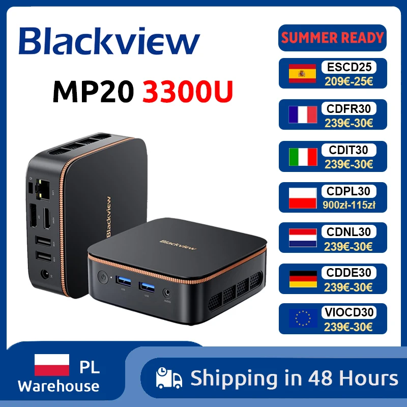 [World Premiere]Blackview MP20 NEW Mini PC Windows 11 PC AMD R3 3300U 16GB(Support Max 32GB) DDR4 512GB SSD 4K UHD