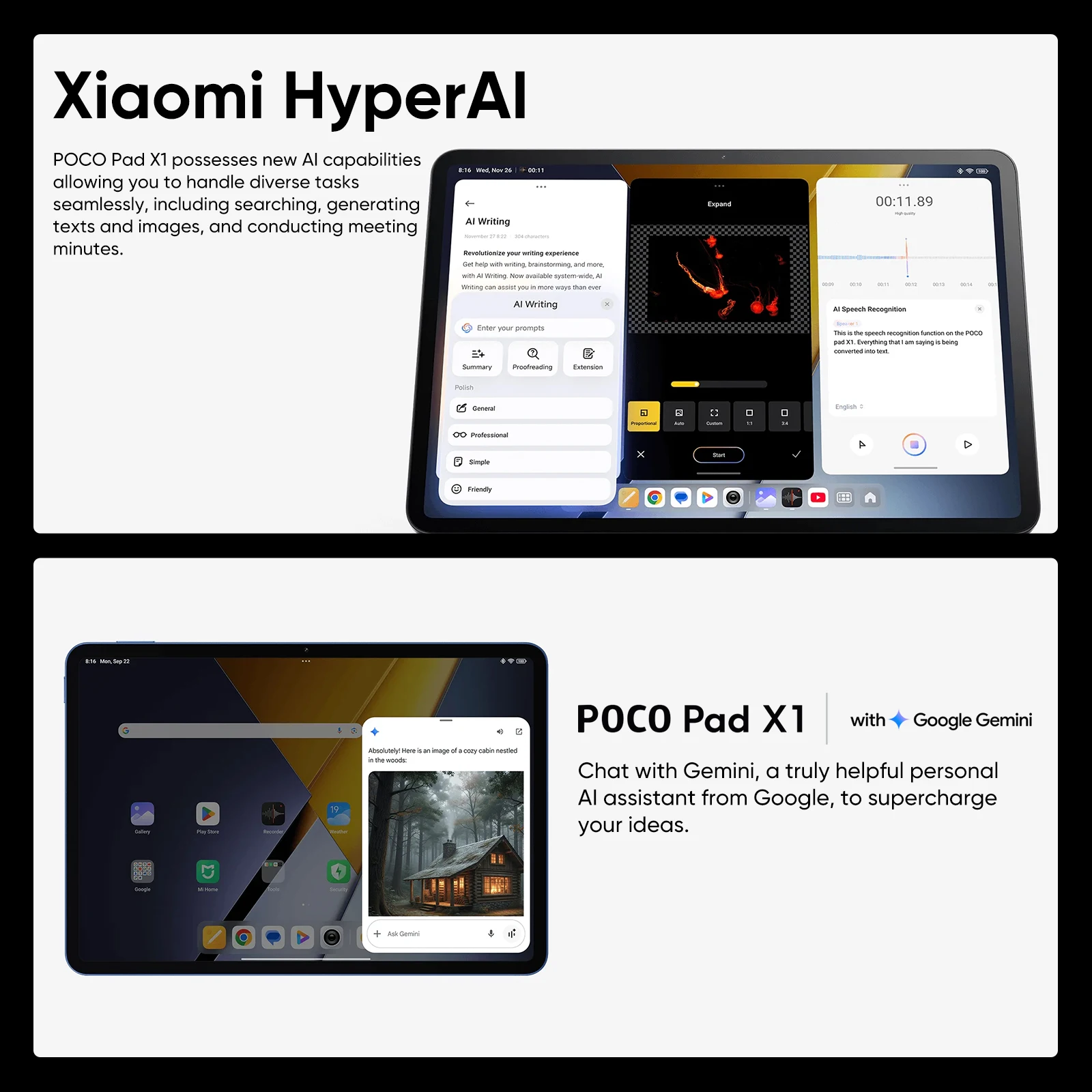 Il più recente POCO Pad X1 Versione globale Tablet Snapdragon 7+ Gen 3 11.2 ''3.2K 144Hz Display 13MP 8850mAh 45W Turbo Ricarica