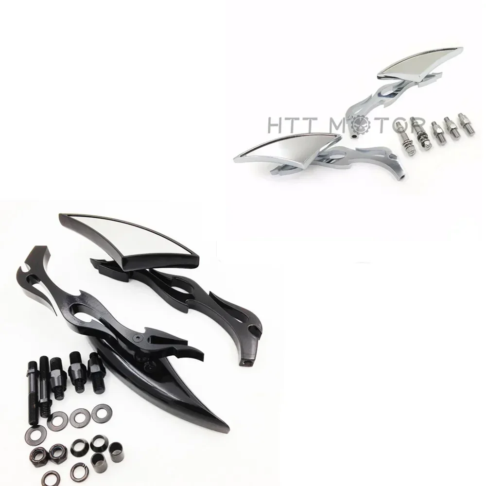 Universal Chromed 10mm 8mm CNC Blade Motorcycle Cruiser Chopper Custom Mirror for Harley Davidson