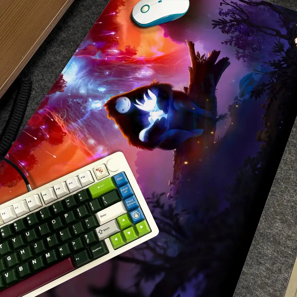 Tapis de souris Xxl pour ordinateur, clavier de Gamer antidérapant de grande taille, 90x40cm, Design artistique, tapis de bureau HD Ori et la volonté des sages