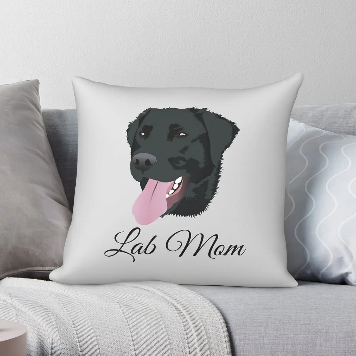 Black Labrador Retriever Square Pillowcase Polyester Linen Velvet Printed Zip Decorative Pillow Case Home Cushion Cover