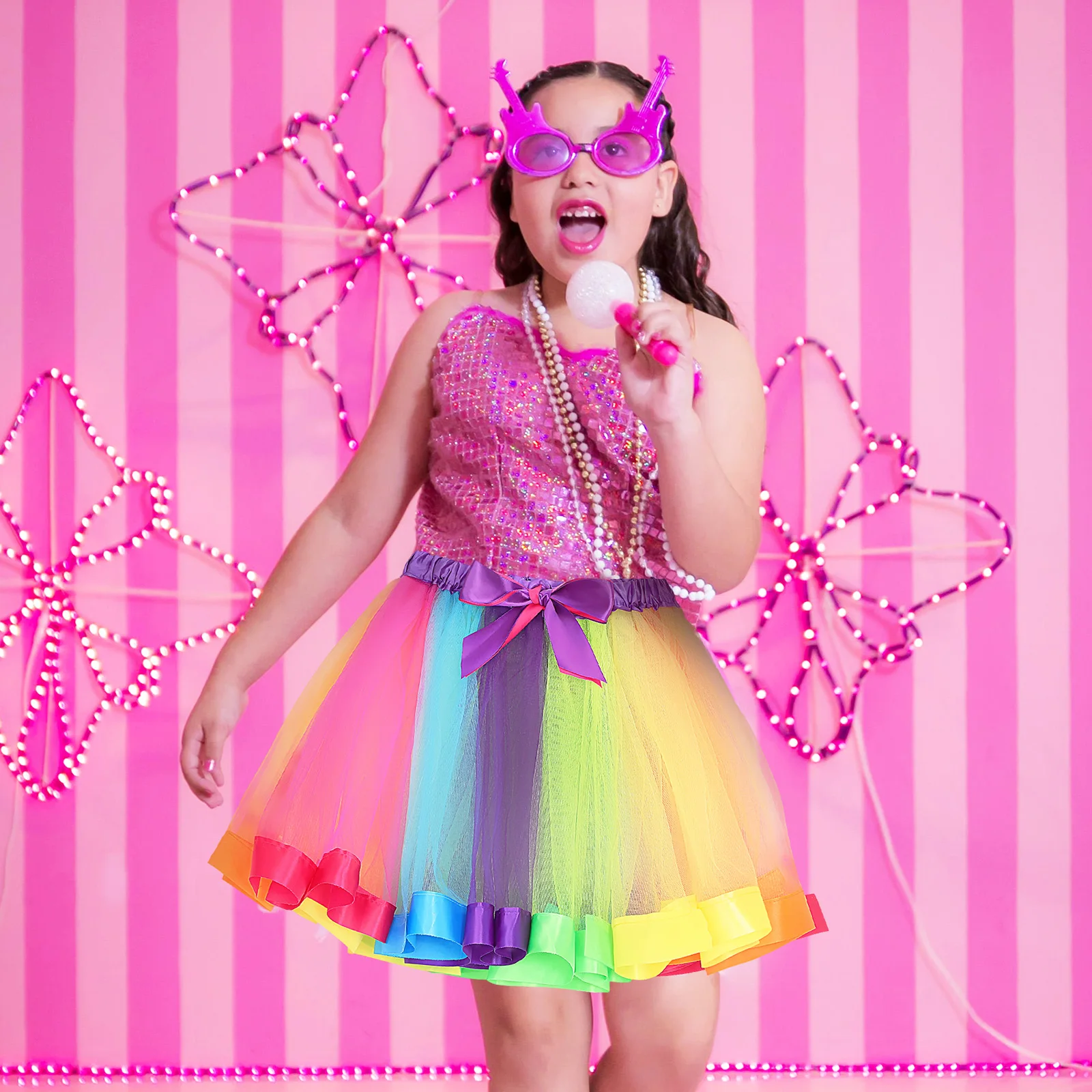 

Rainbow Tutu Skirt Layered Tulle Mesh Skirt Stretch Waist Dance Party Girls Women Rainbow Dress Women Prom Dress