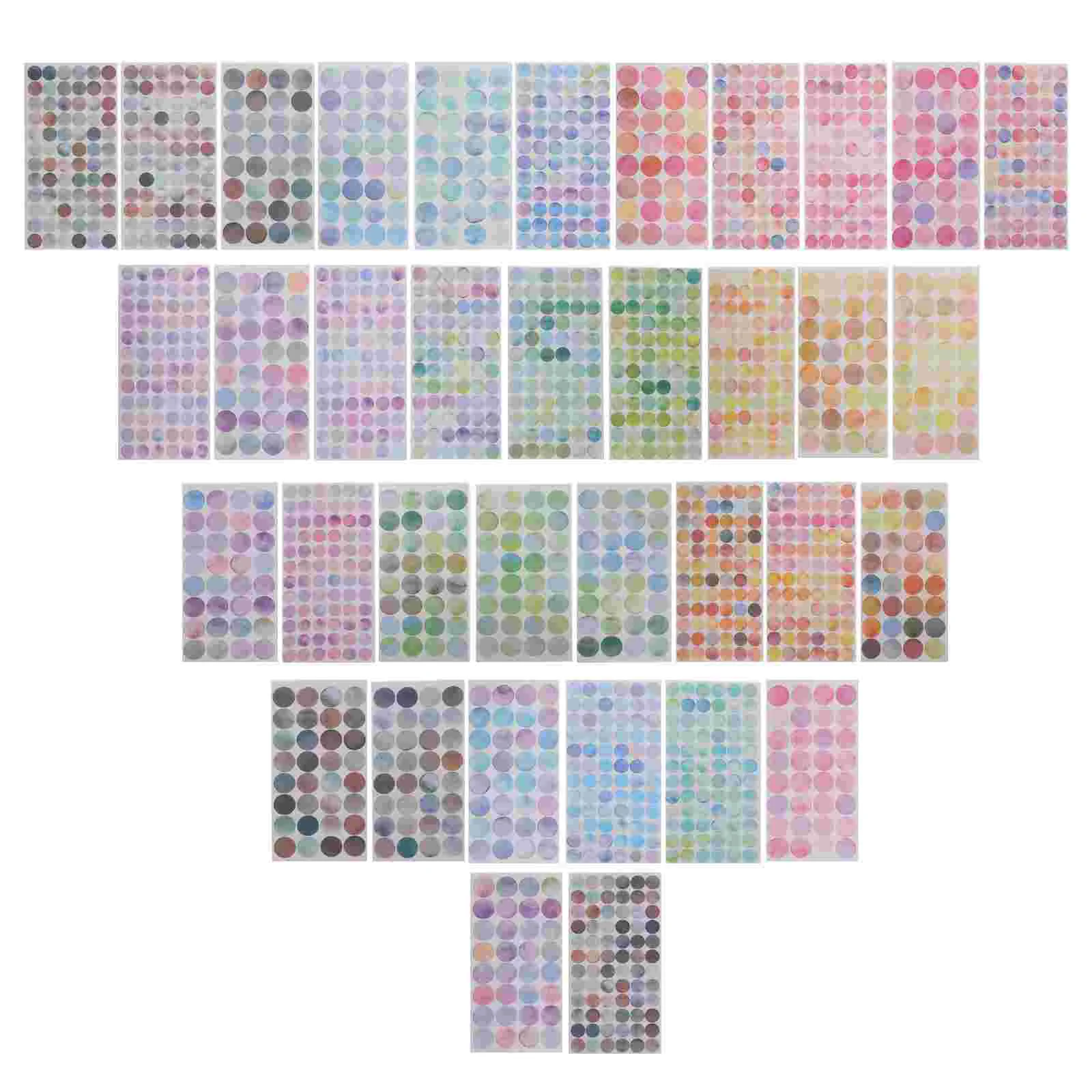 36 Sheets Colorful Dot Stickers 6 Designs Self Adhesive Circular Labels for School Office Craft Decoration Small Round Paper