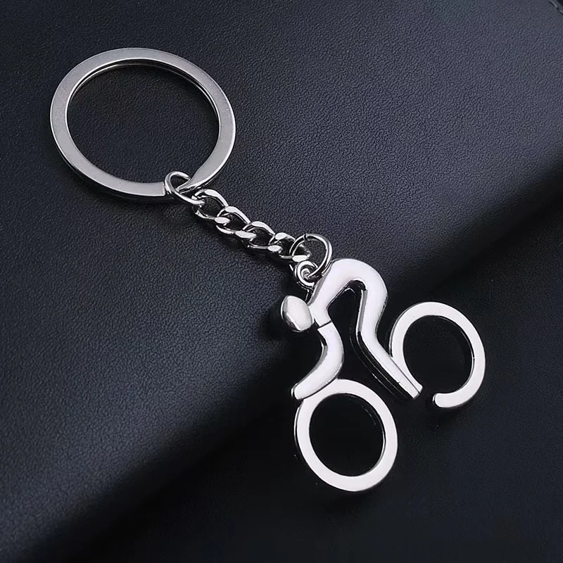 1pcs Sport Man Keychain Metal Bicycle Bike Cycling Riding Keyring Key Chains Hanging Accessories