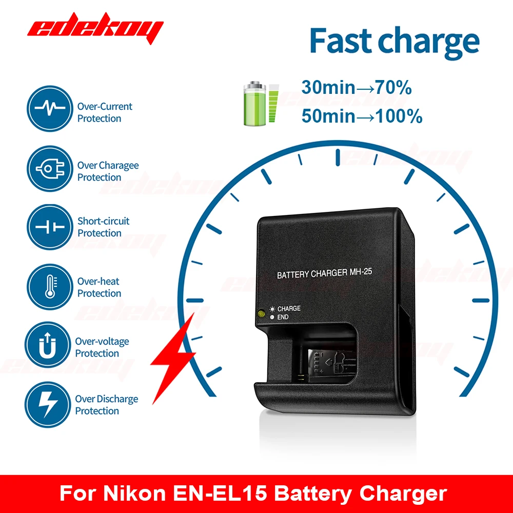 MH-25 Battery Charger Camera for Nikon MH25a EN-EL15 EN EL15a