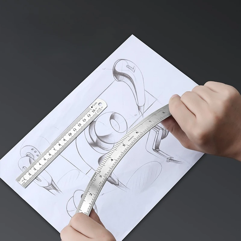 الفولاذ المقاوم للصدأ المعادن مسطرة مستقيمة الدقة مزدوجة الوجهين أداة قياس الدقة مقياس متري حاكم الملحقات 15-40 سنتيمتر