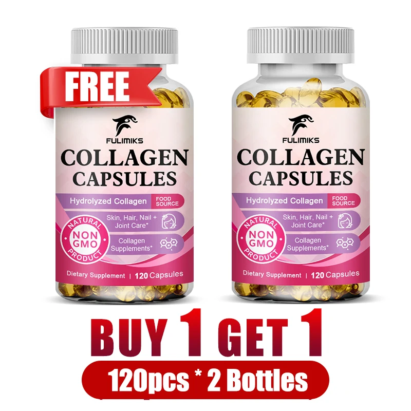 

Капсулы с гидролизованным коллагеном, способствуют росту волос и укреплению ногтей, забота о здоровье суставов, без ГМО, натуральная пищевая добавка.