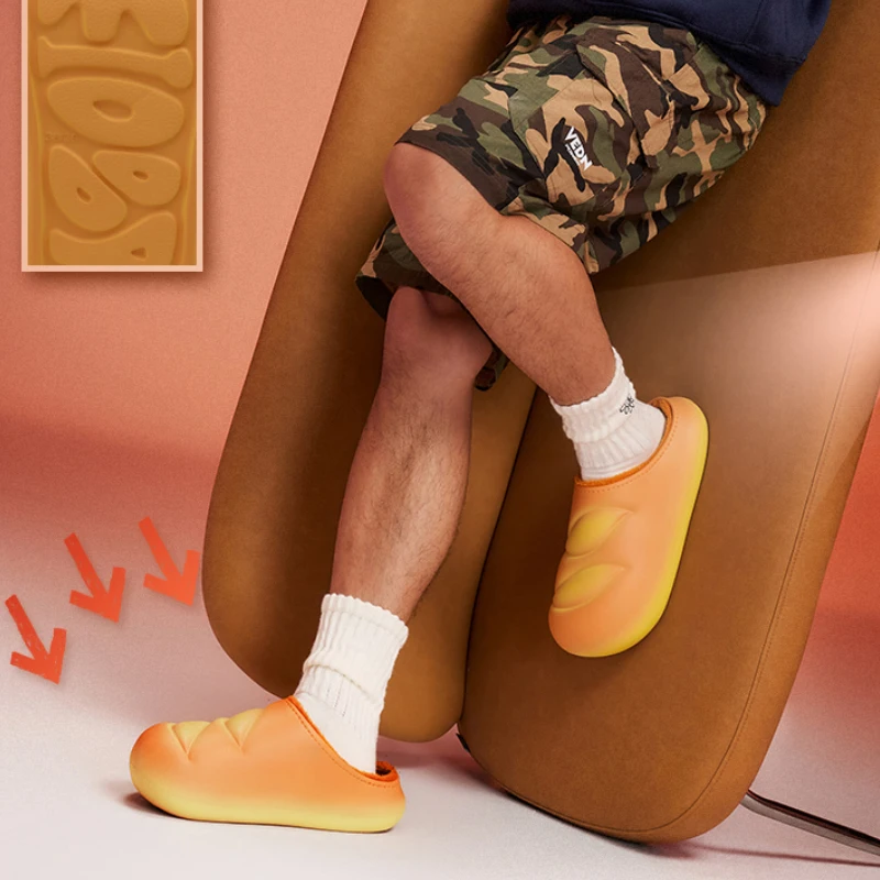 Veidoorn الرغيف الفرنسي شبشب منزل للنساء الرجال في الهواء الطلق المضادة للانزلاق الصوف الشتاء الانزلاق على الأحذية أفخم اصطف الدافئة تسد الجوارب مريحة #3