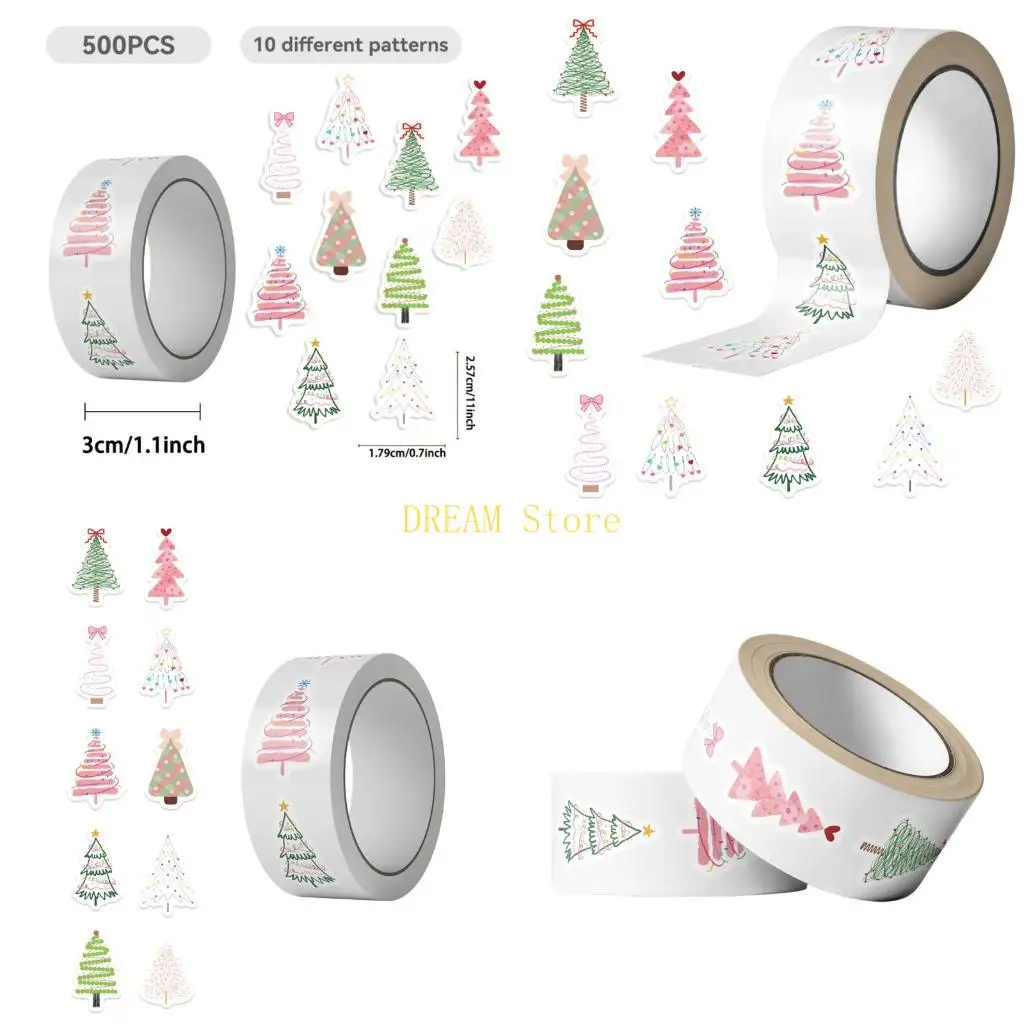 

Рождественские наклейки с героями мультфильмов, водонепроницаемые съемные украшения для планшетов, 500 шт./рулон, лучшая