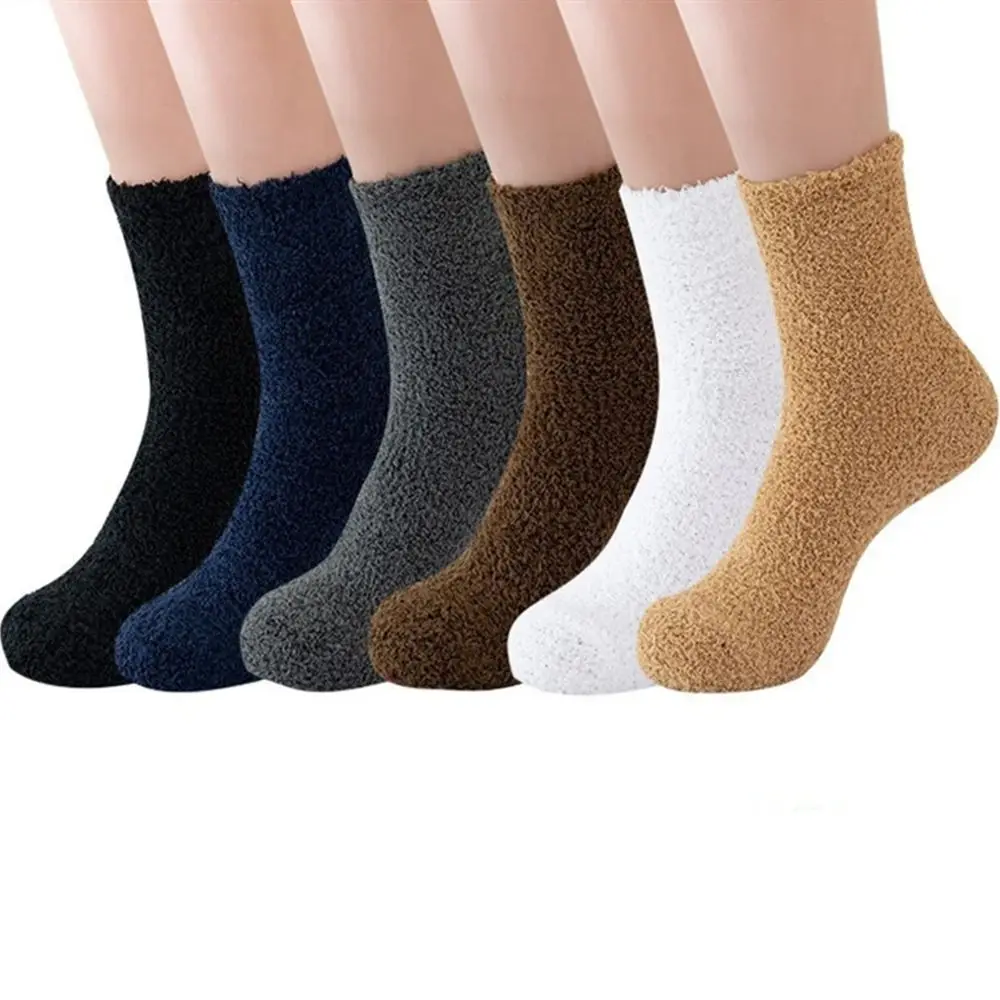 Men Women Autumn Winter Thick Casual Socks Indoor Floor Solid Thickening Warm Socks Fluffy Short Cotton Fuzzy Socks Male